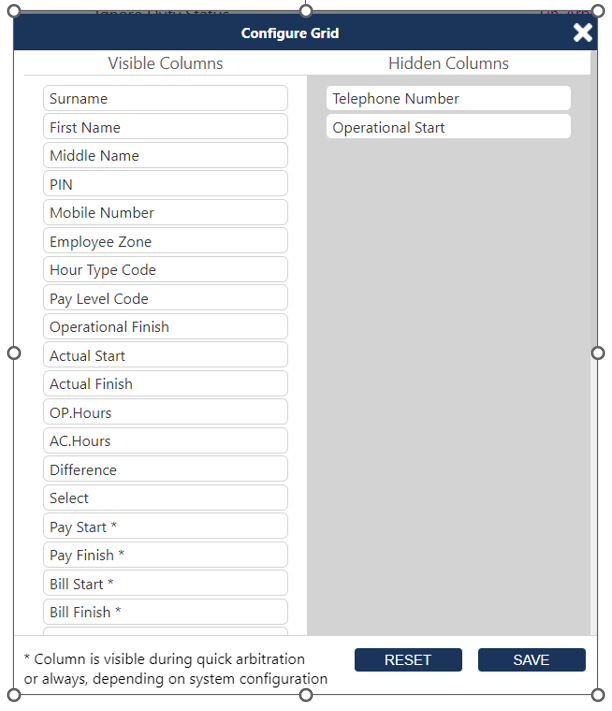 Timegate+: Tutorial: Configuring the Duty Filter Grid